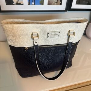 Kate Spade navy/white leather tote